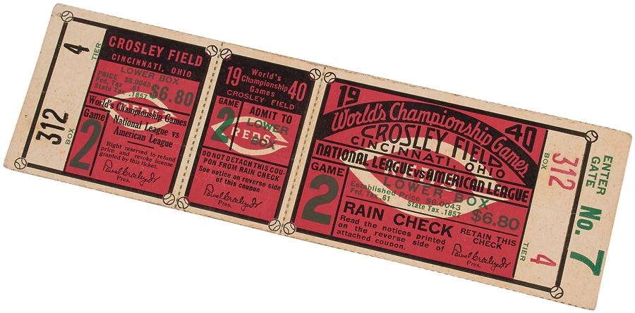 - 1940 World Series Game 2 Full Ticket