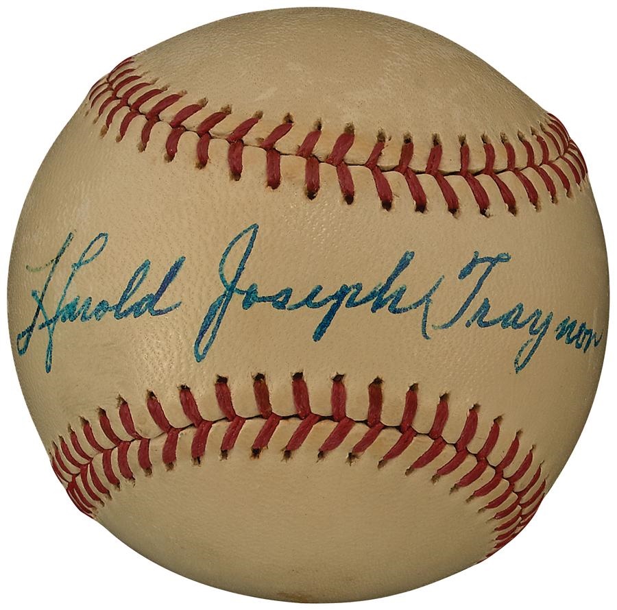 Clemente and Pittsburgh Pirates - Harold Joseph "Pie" Traynor Single Signed Baseball PSA 8