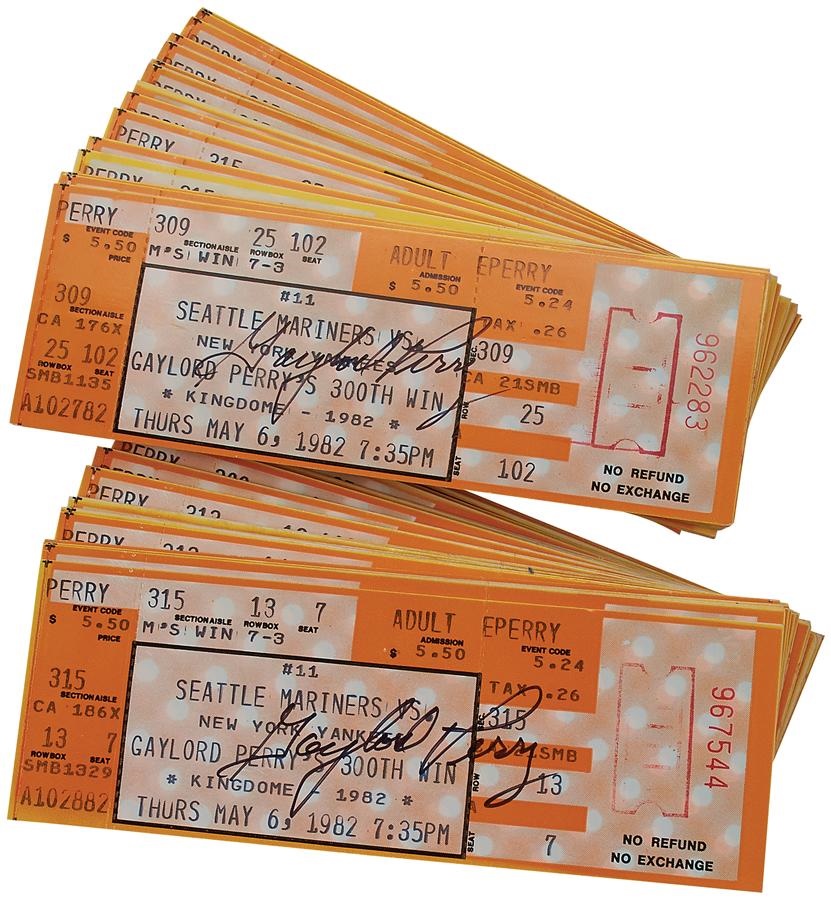 - Gaylord Perry Signed 300th Career Win Tickets (155)