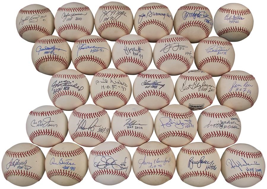 - Hall of Famers Single Signed Baseballs with Notations (36)