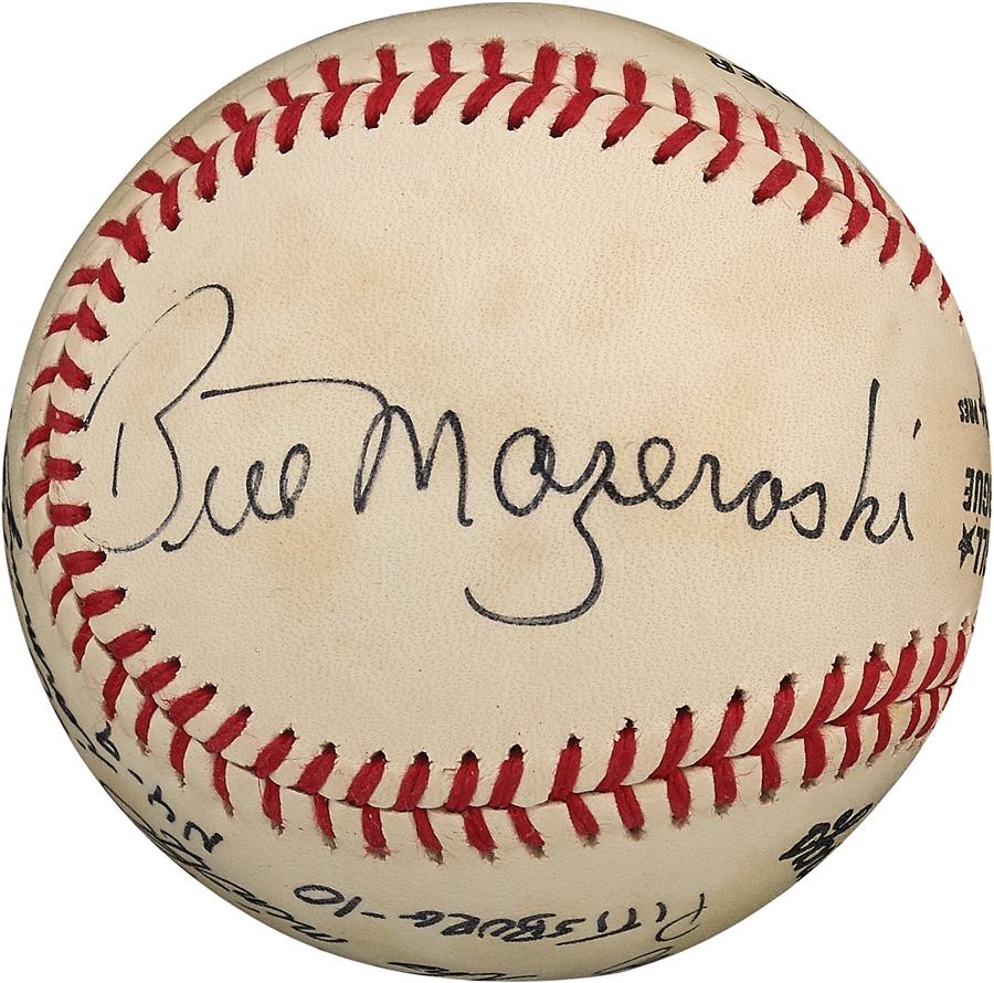 Clemente and Pittsburgh Pirates - Bill Mazeroski 1960 World Series Home Run "Story" Ball