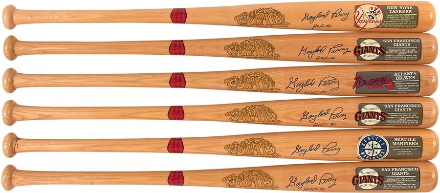- Gaylord Perry Signed Coopertown Bat Company Team Bats (6)