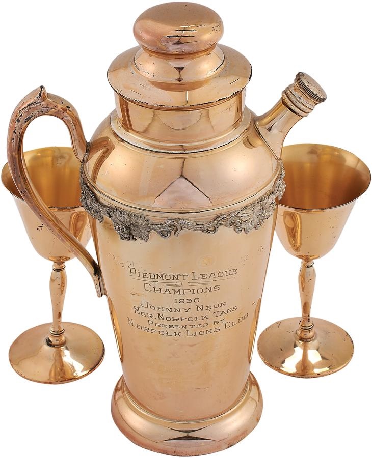 - 1936 Piedmont League Championship Award Presented to Johnny Neun