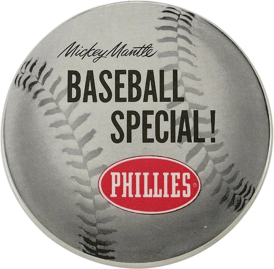 - Mickey Mantle 1950s "Phillies" Baseball Special Advertising Pin