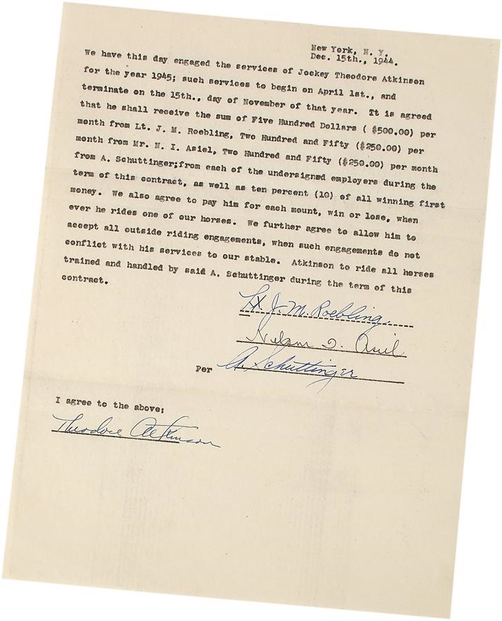 - 1945 Ted Atkinson Jockey Contract