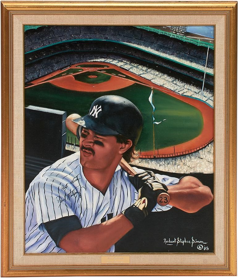 - Don Mattingly Signed Oil Painting by Robert Stephen Simon