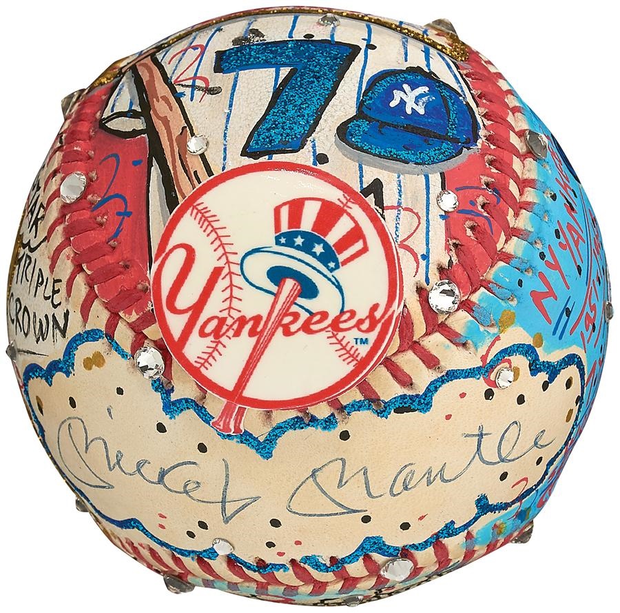 - Mickey Mantle Signed Charles Fazzino Pop Art Baseball
