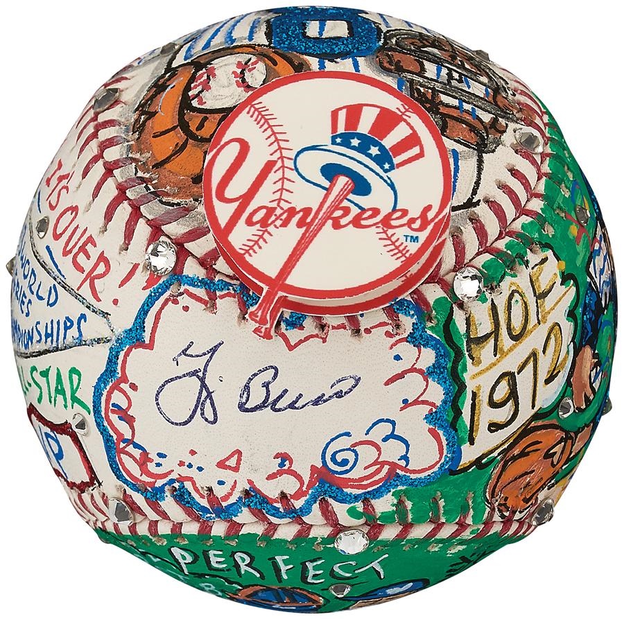 NY Yankees, Giants & Mets - Yogi Berra Signed Charles Fazzino Pop Art Baseball