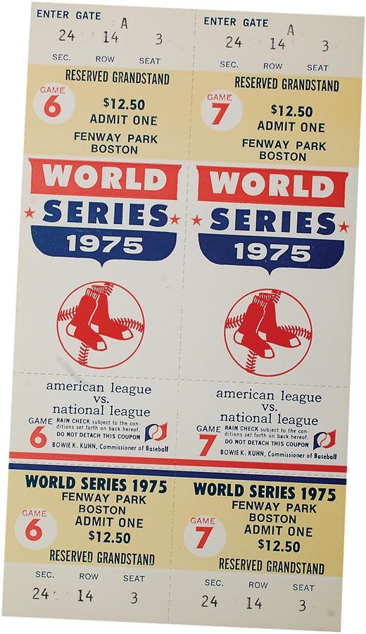 - 1975 Carlton Fisk World Series Game 6 Home Run Full Ticket