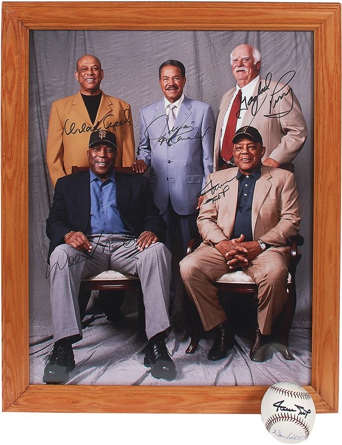 - Giants Hall of Famers Signed Photograph and Baseball