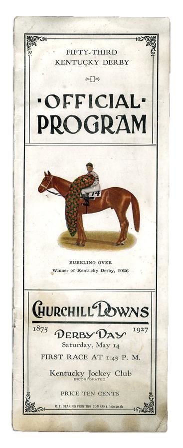 Horse Racing - 1927 Kentucky Derby Program