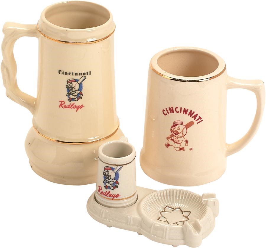 - Three Vintage Cincinnati Reds Ceramic Items