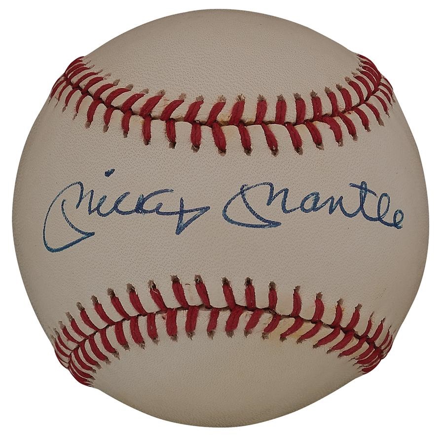 - Mickey Mantle Single Signed Baseball Graded PSA NM-MT+ 8.5