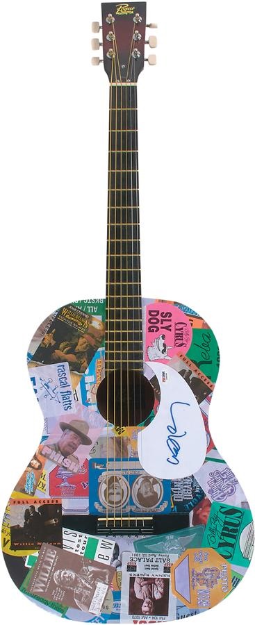 - "Willie's Reserve" Vintage Backstage Pass Decorated Country Music Guitar Autographed by Willie Nelson (2016)