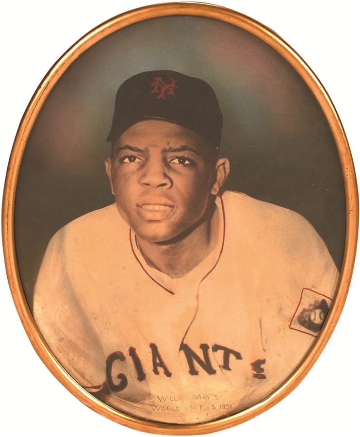 - 1951 Willie Mays Hand-colored Oval Photograph From His Family Home