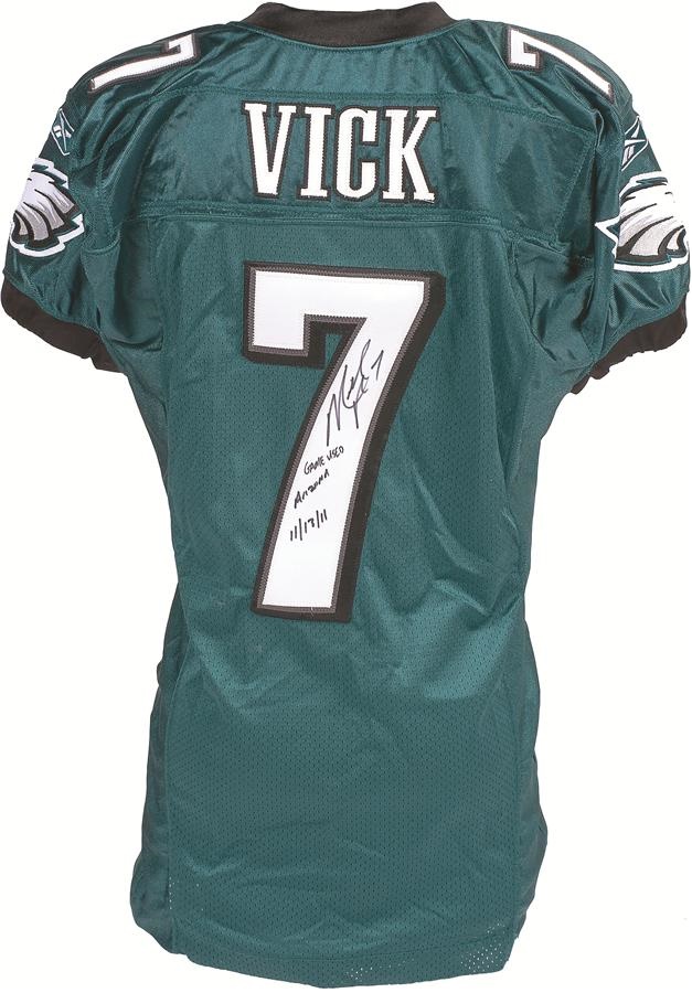 - 2011 Michael Vick Philadelphia Eagles Game Worn Jersey With "Game Used" Inscription