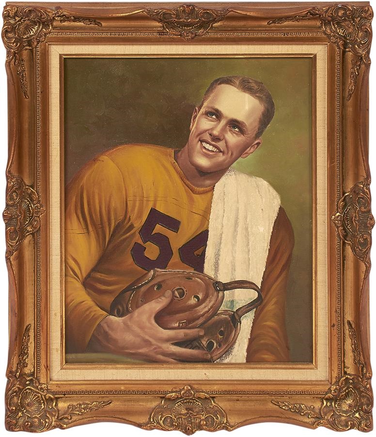 - 1940s Original Bruce Smith Heisman Trophy Winner Oil Painting (ex-Bruce Smith Family)