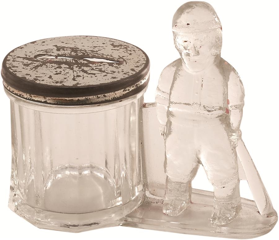 - Early 1900s Figural Glass Candy Container Baseball Player Bank (Only One Known)
