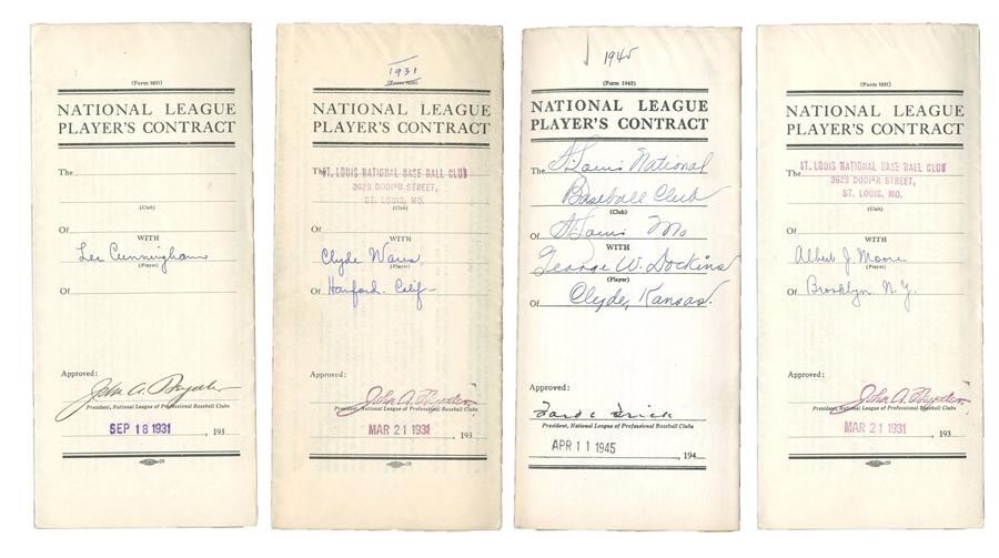- 1930s-40s St. Louis Cardinals Player's Contracts (4)