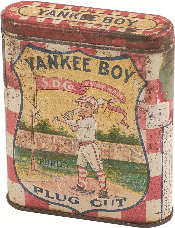 - 1920s Yankee Boy Baseball Pocket Tobacco Tin