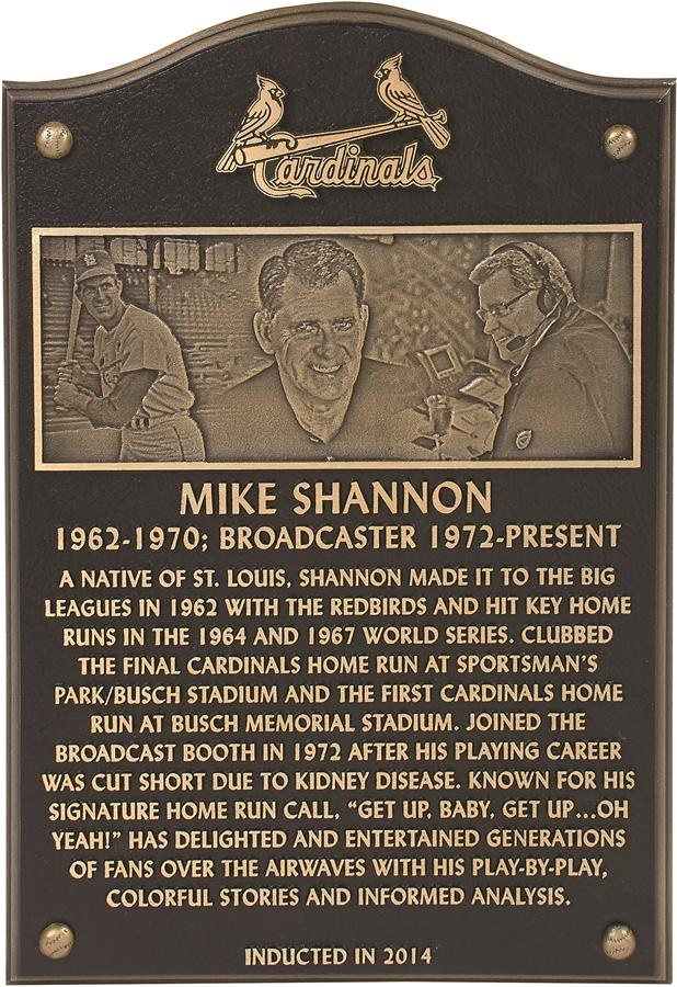 The Mike Shannon St. Louis Cardinals Collection - Mike Shannon's St. Louis Cardinals Hall Of Fame Plaque