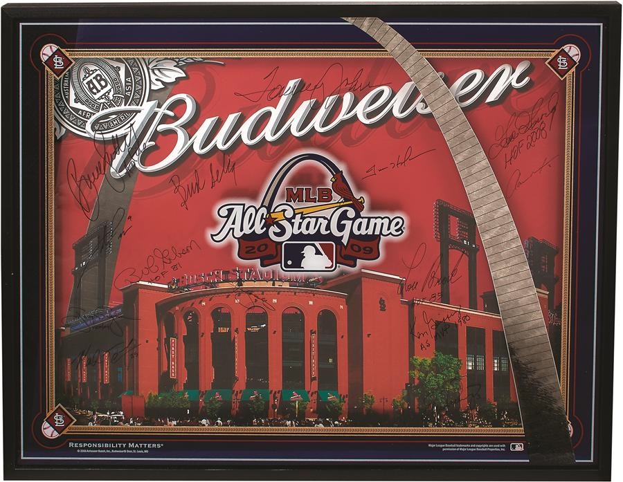 2009 St. Louis All-Star Game Signed Budweiser Shadow Box Sign