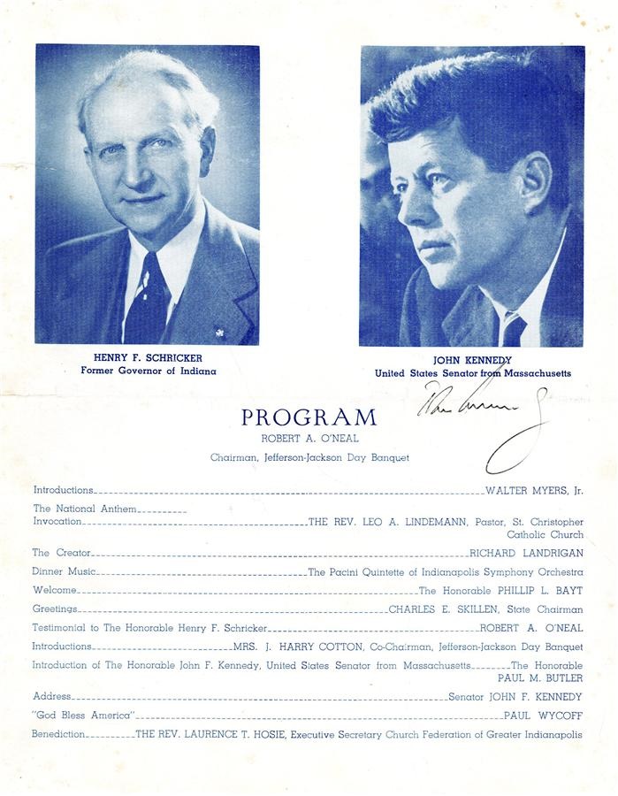 - 1958 John F. Kennedy Signed Jefferson-Jackson Day Dinner Program