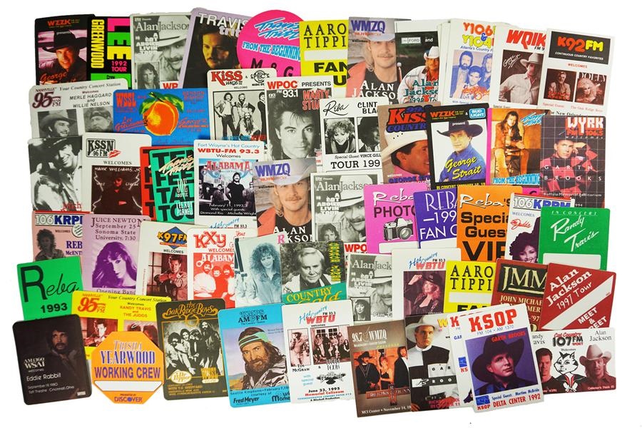 Giant 1980s-90s Country Music Concert Backstage Pass Collection from Otto (225+)