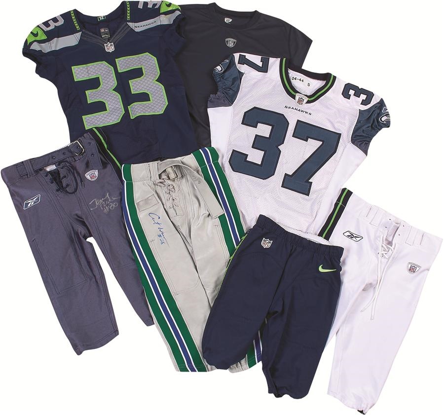 - Important Seattle Seahawks Game Worn Jersey & Pants Collection with Jerry Rice & Russell Wilson (Team LOAs)