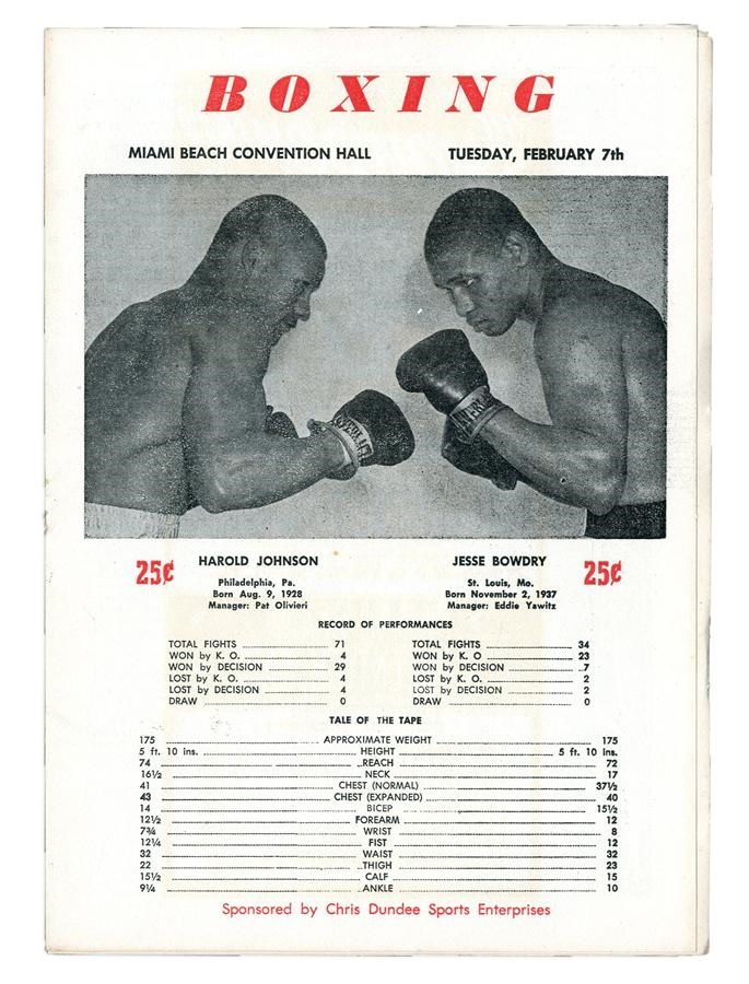 Cassius Clay/Muhammad Ali Program Collection - 1961 Cassius Clay vs. Jim Robinson On-Site Program