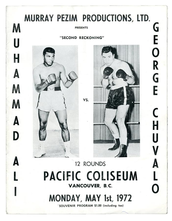Cassius Clay/Muhammad Ali Program Collection - 1972 Muhammad Ali vs. George Chuvalo II On-Site Program