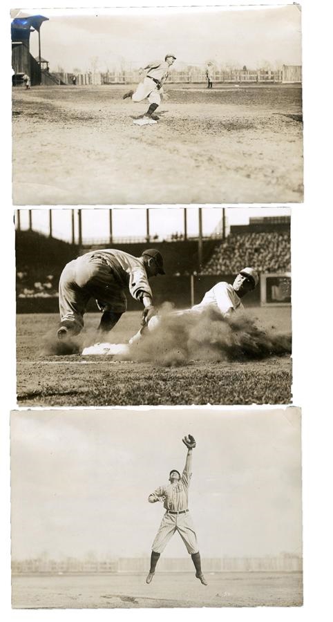 - Three Action Photographs with Lou Gehrig, Frank Baker & George Sisler