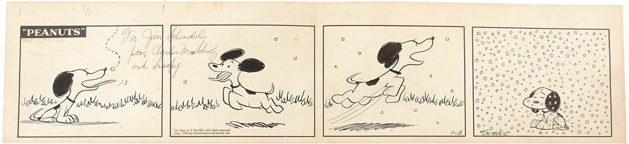 - Classic 1955 Snoopy Peanuts Daily w/Charles Schulz Signed Letter of Provenance & More (4)