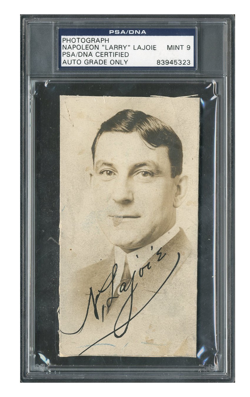 Baseball Autographs - 1912 Napoleon Lajoie Signed Photograph - PSA MINT "9" Autograph