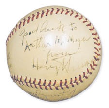 Single Signed Baseballs - 1956 Harry S. Truman Single Signed Baseball.