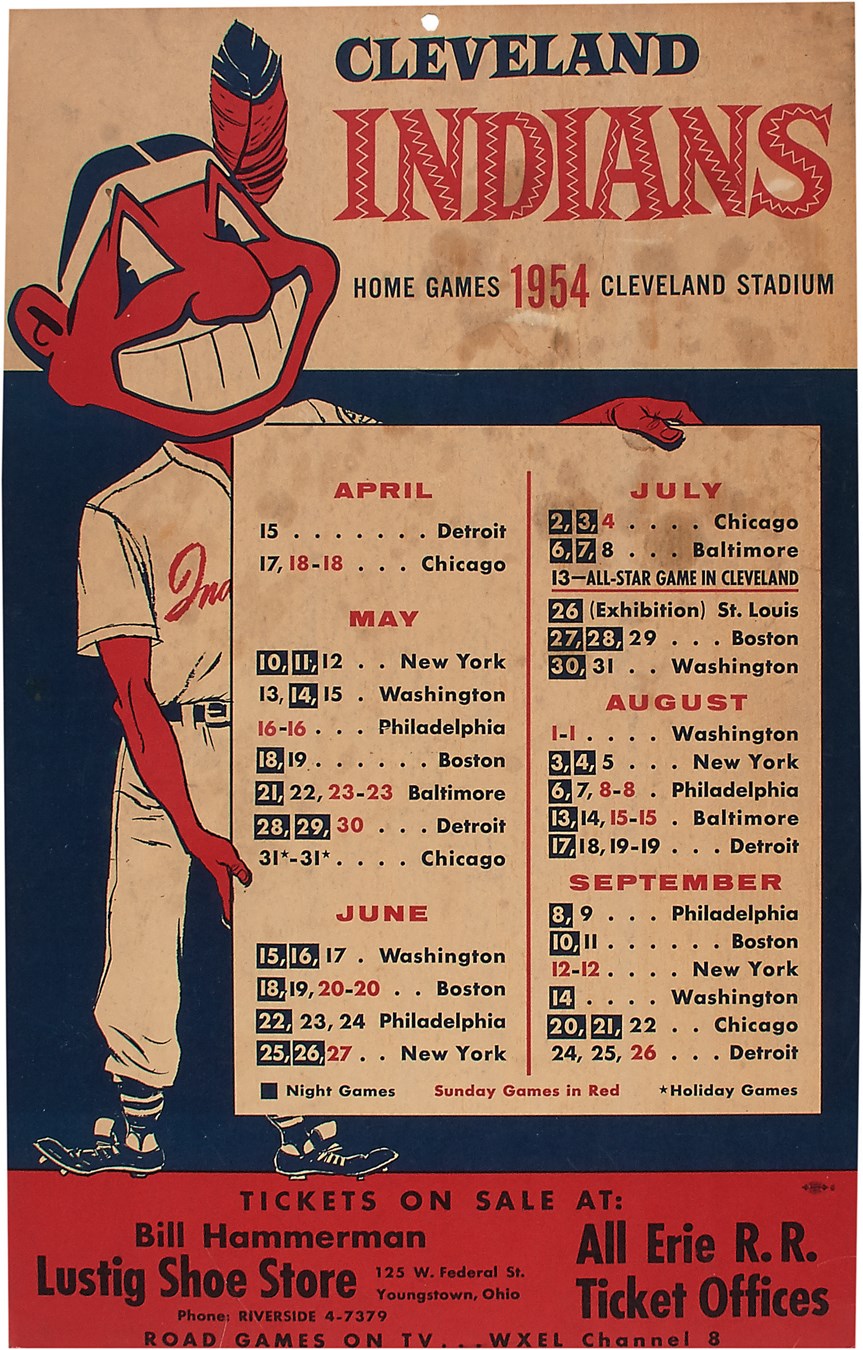 - 1954 A.L. Champion Cleveland Indians Cardboard Sign