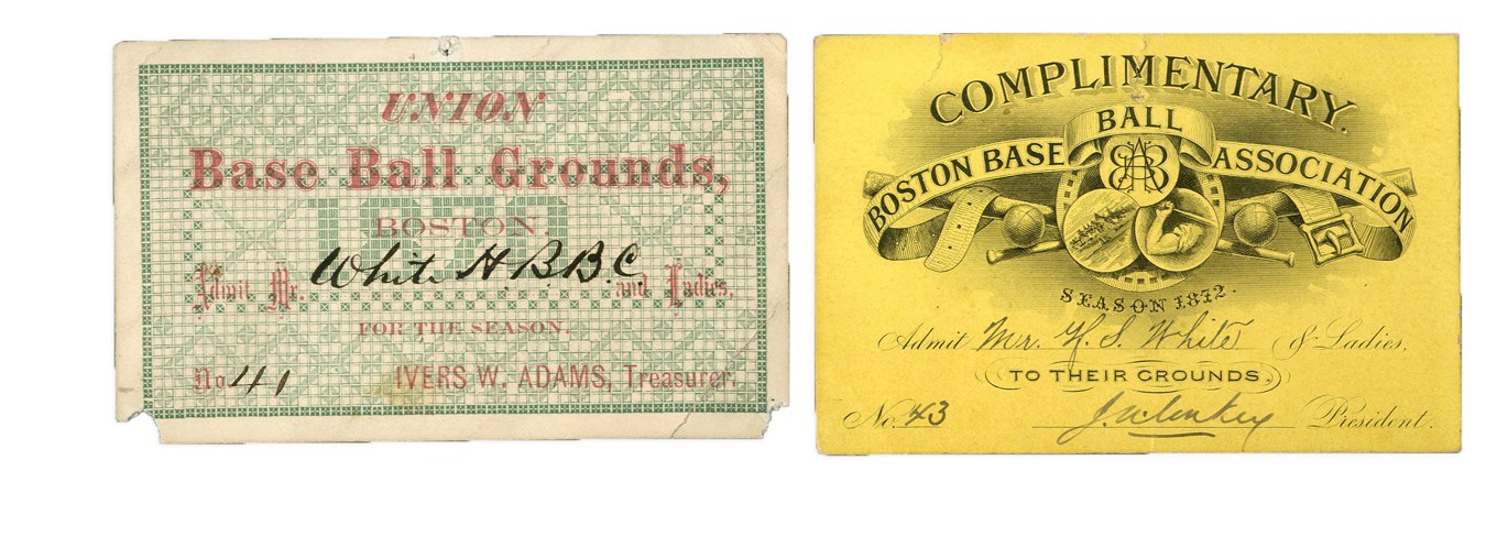 - 1870s Boston Base Ball Grounds Complimentary Passes (2)