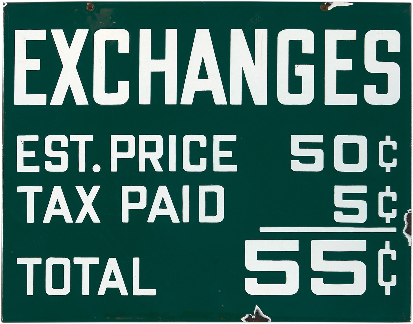 - 1930s Wrigley Field Porcelain Ticket "Exchanges" Sign