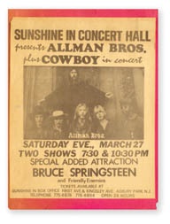 Bruce Springsteen - 1971 Bruce Springsteen & The Allman Brothers Handbill