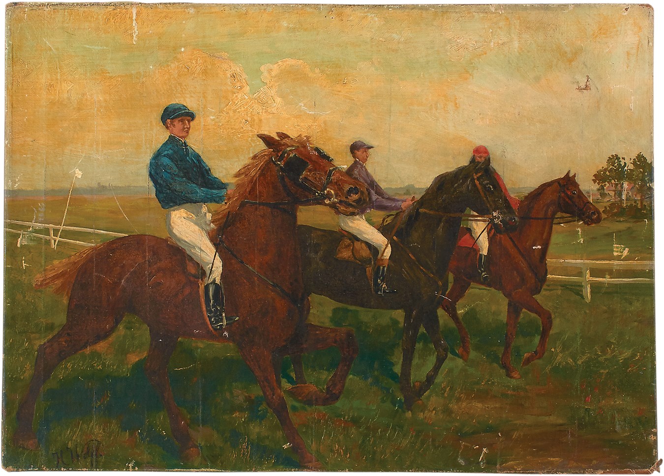 - The Three Dominant Jockeys of the 19th Century Oil on Canvas by H. Wolff - Fred Archer, George Fordham & Nat Flatman