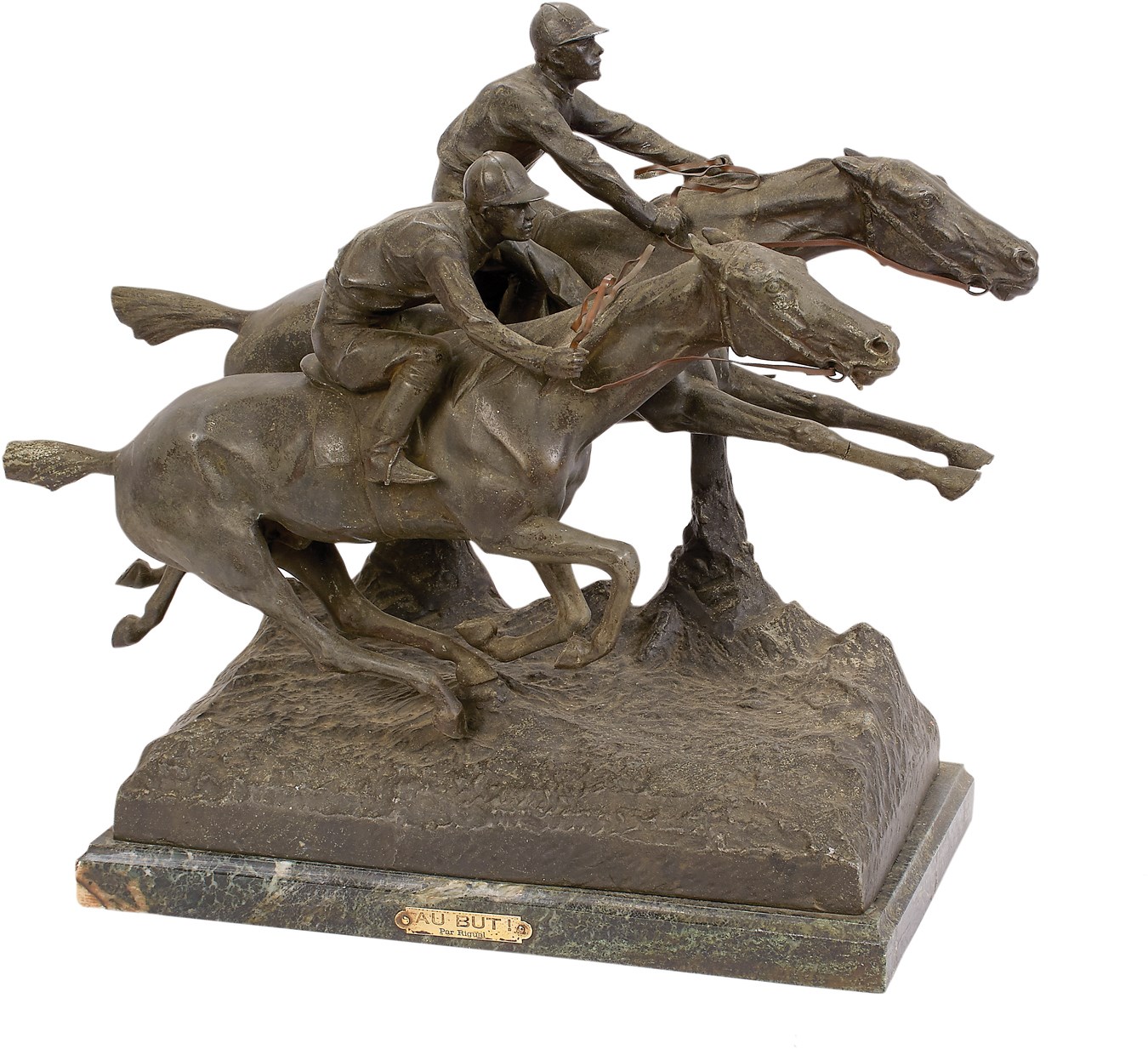 - Resplendent 1890s French Horse Racing Statue By Pedro Ramon Jose Rigual