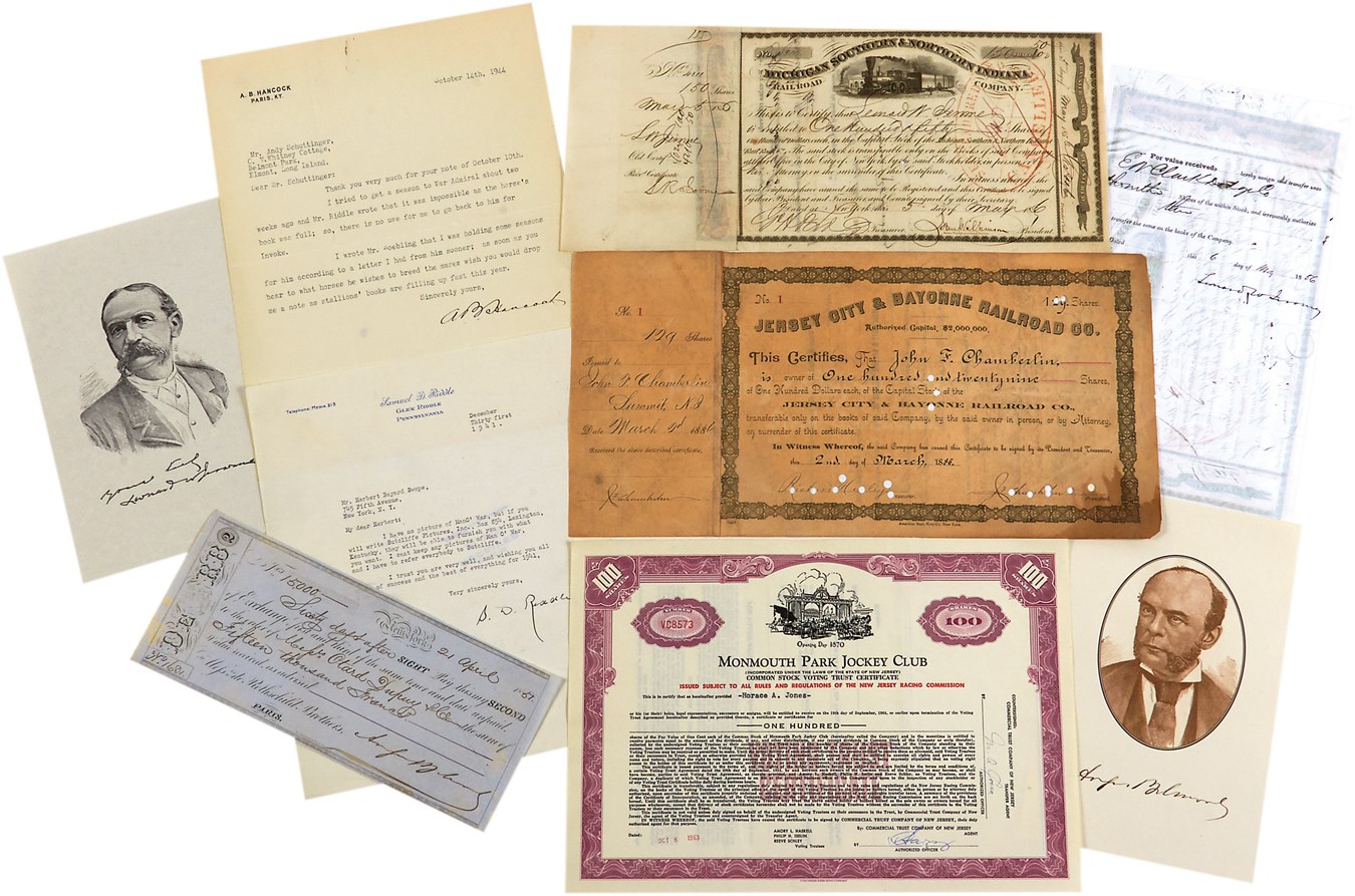 - Major Early Horse Racing Figures Collection of Autographs & Documents (6)