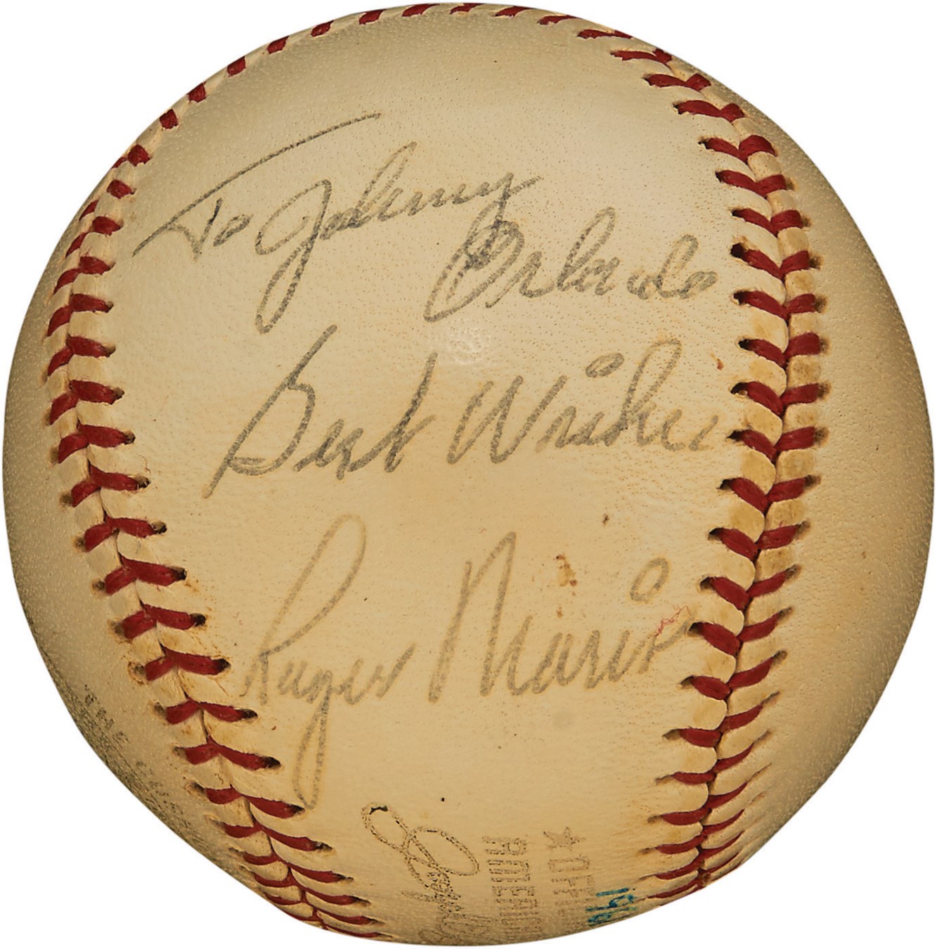 - 1961 Roger Maris Signed Inscribed Baseball to Red Sox Equipment Manager (PSA)