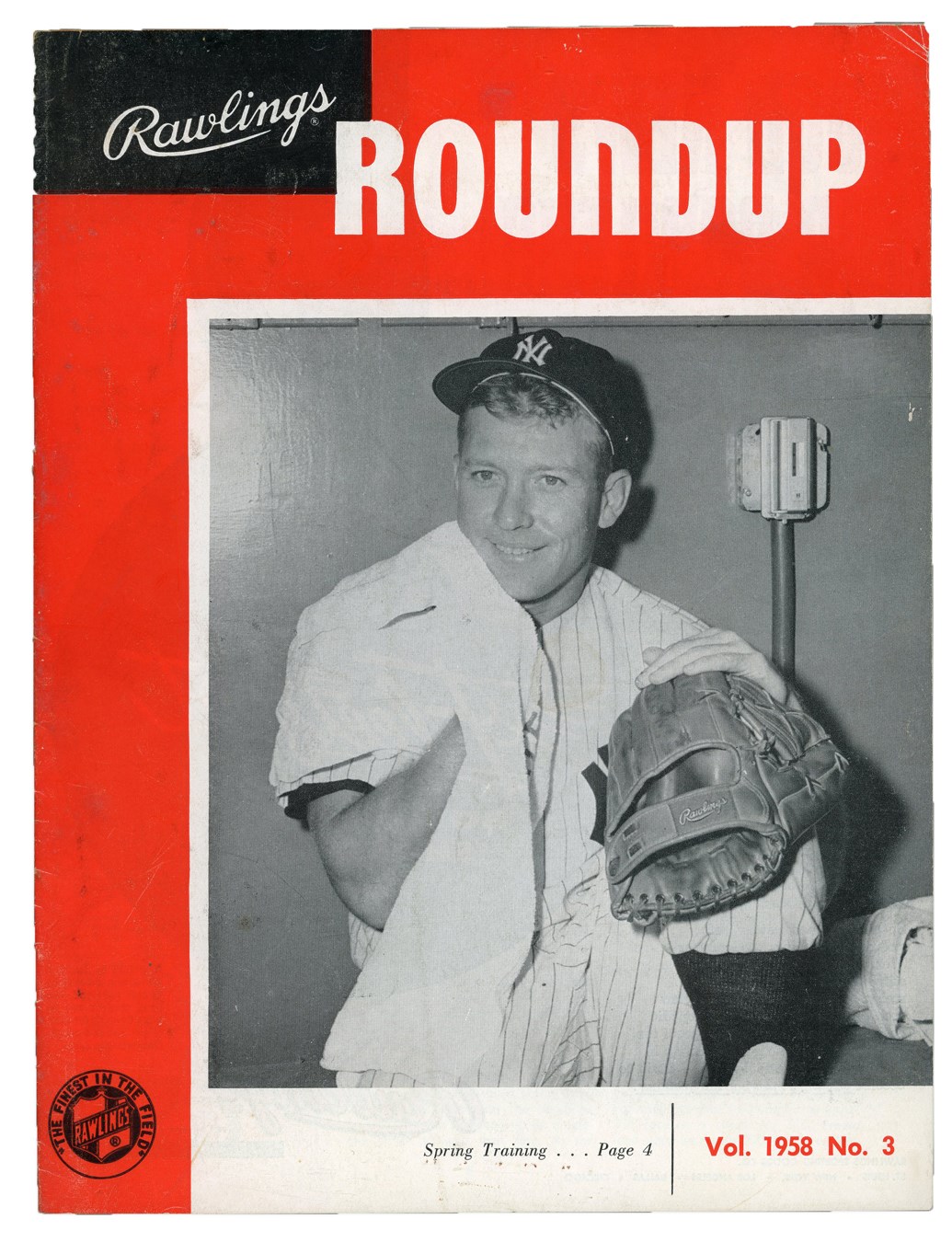 - 1958 Mickey Mantle "Rawlings Roundup" Magazine Trade Publication