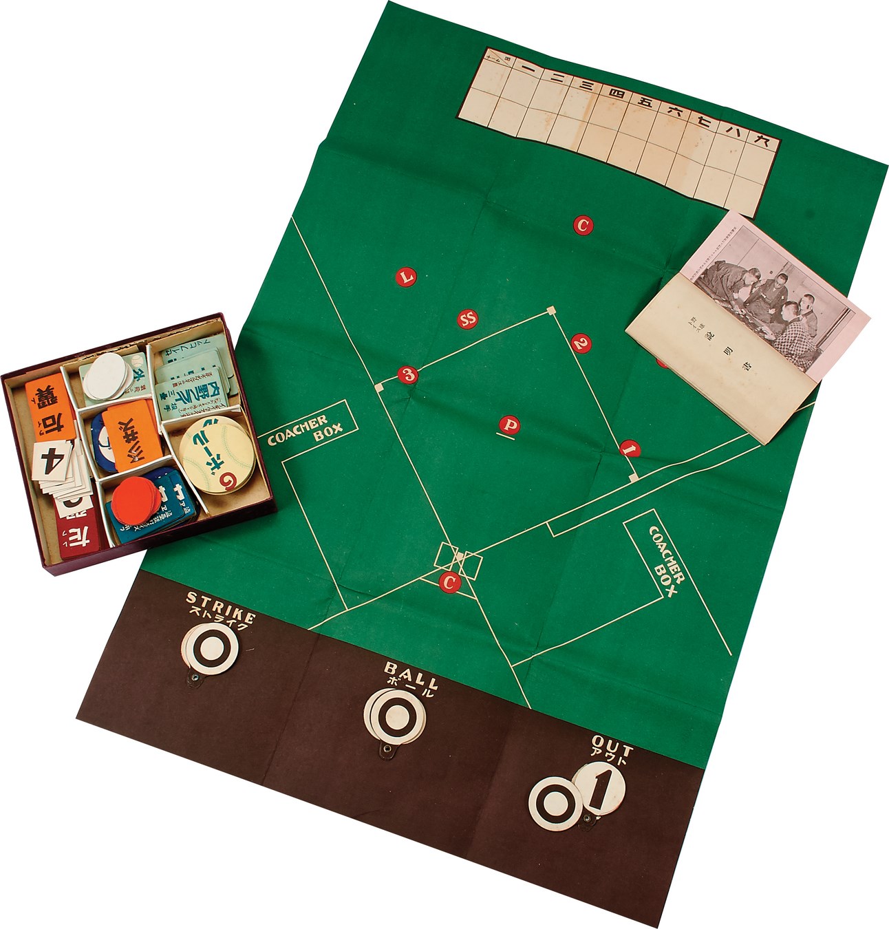 - 1930s "Ideal Luxury" Japanese Baseball Game in Original Box Complete