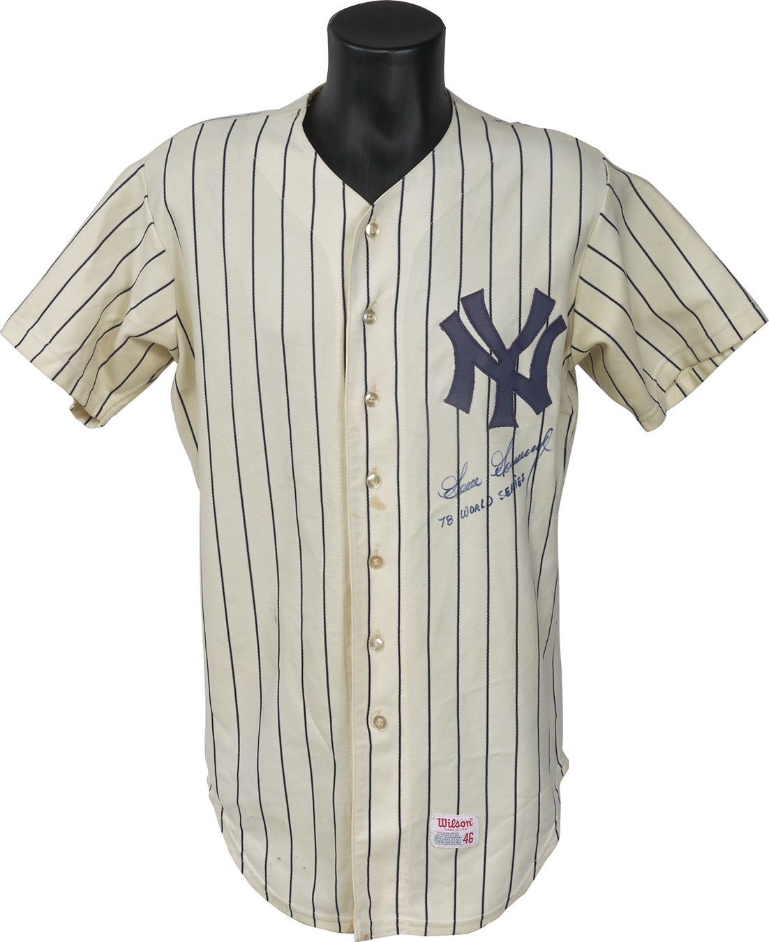 - 1978 Rich "Goose" Gossage World Champion New York Yankees Game Worn Jersey - Photomatched to Iconic Photo with Munson