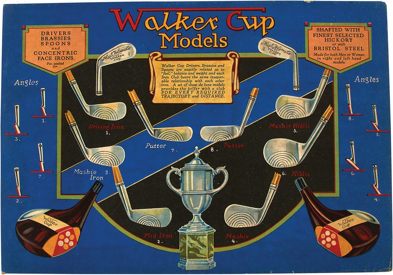 - 1920s Walker Cup Thomas Wilson Golf Clubs Cardboard Standee