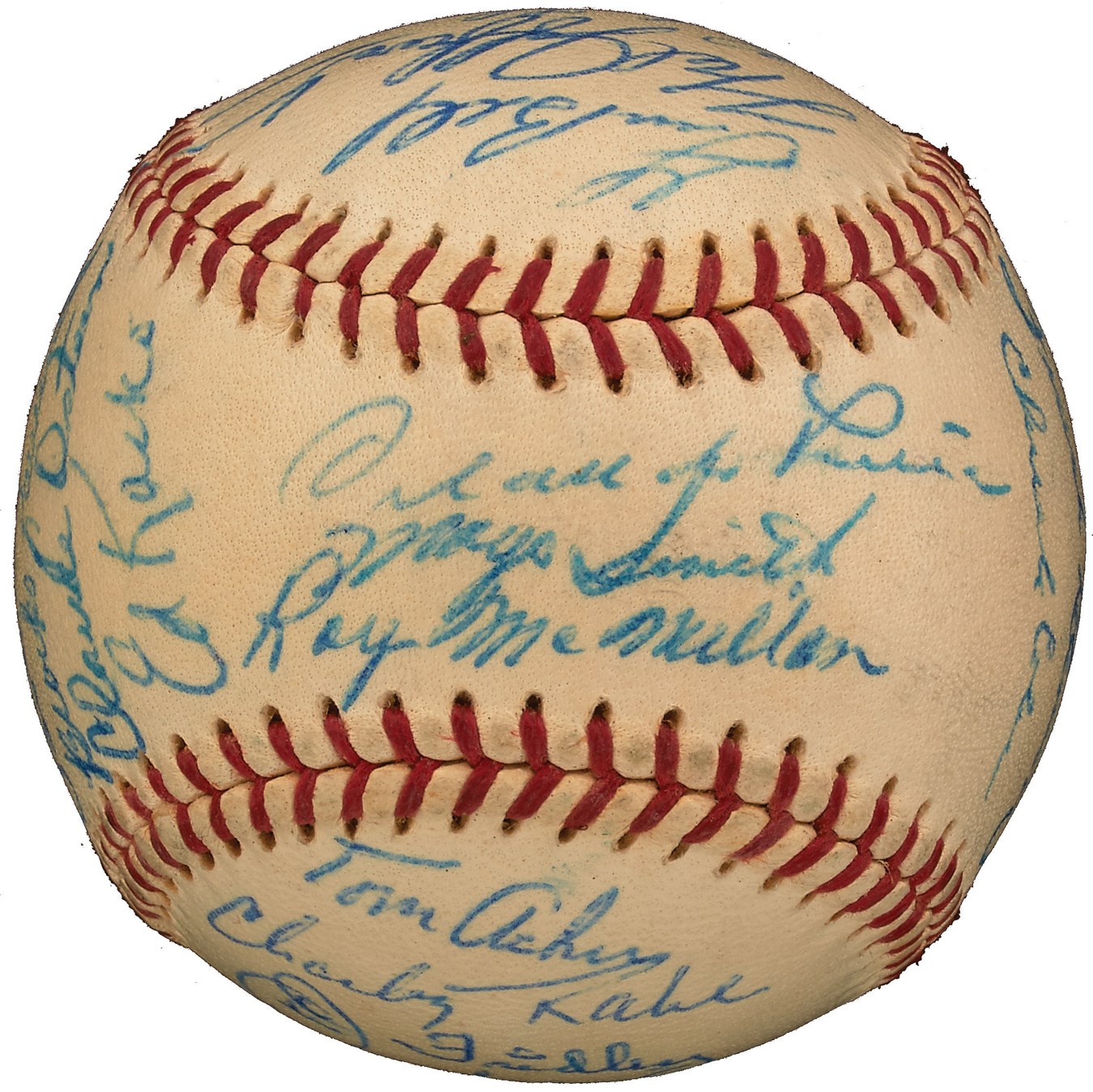 - High Grade 1958-59 Cincinnati Reds Team-Signed Baseball (PSA)