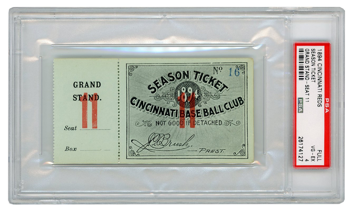 - 1894 Cincinnati Reds Unused Ticket (PSA 4)