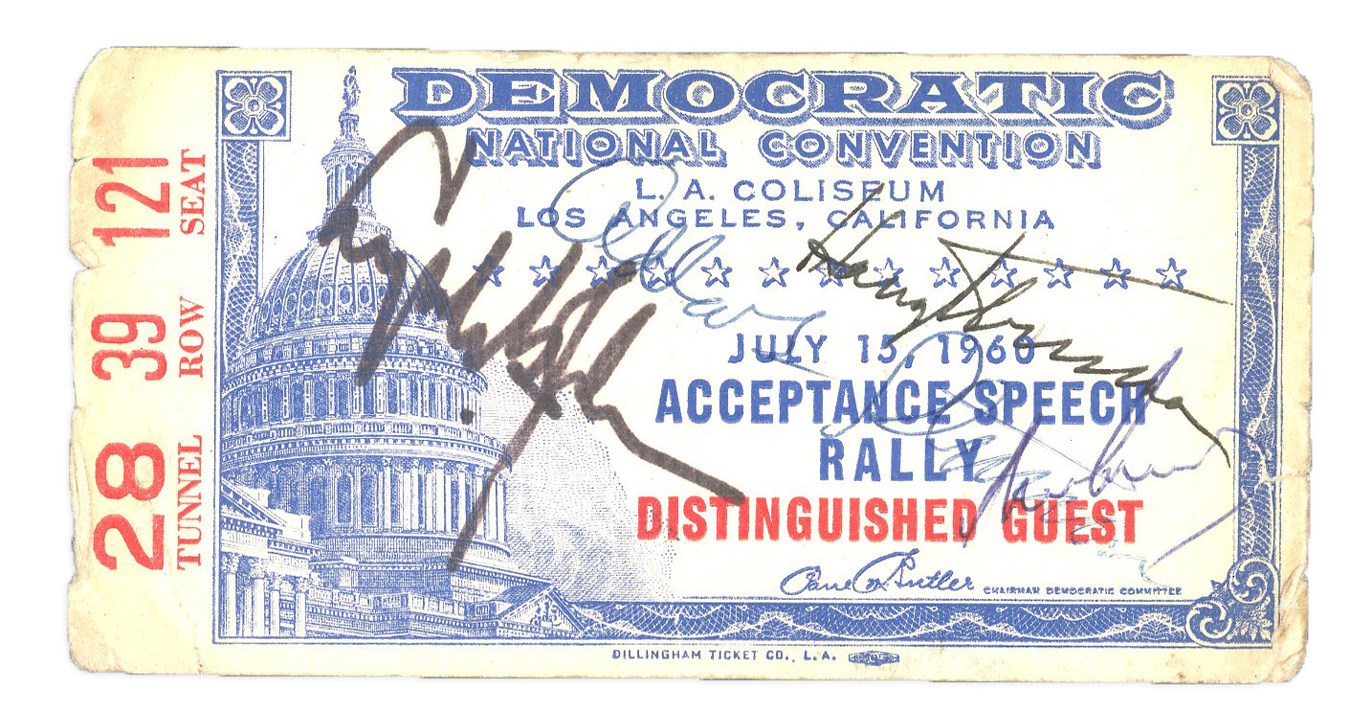 - 1960 Democratic National Convention Ticket Signed by JFK, LBJ & Harry Truman (PSA)